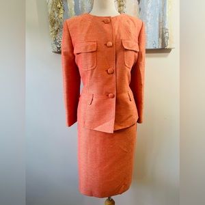 KASPER NWT Women 2PC Burnt Orange Polyester Blend Skirt Suit Size 14p